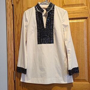 NWT Tory Burch Tory Tunic‎ black sequin and ivory size 0
